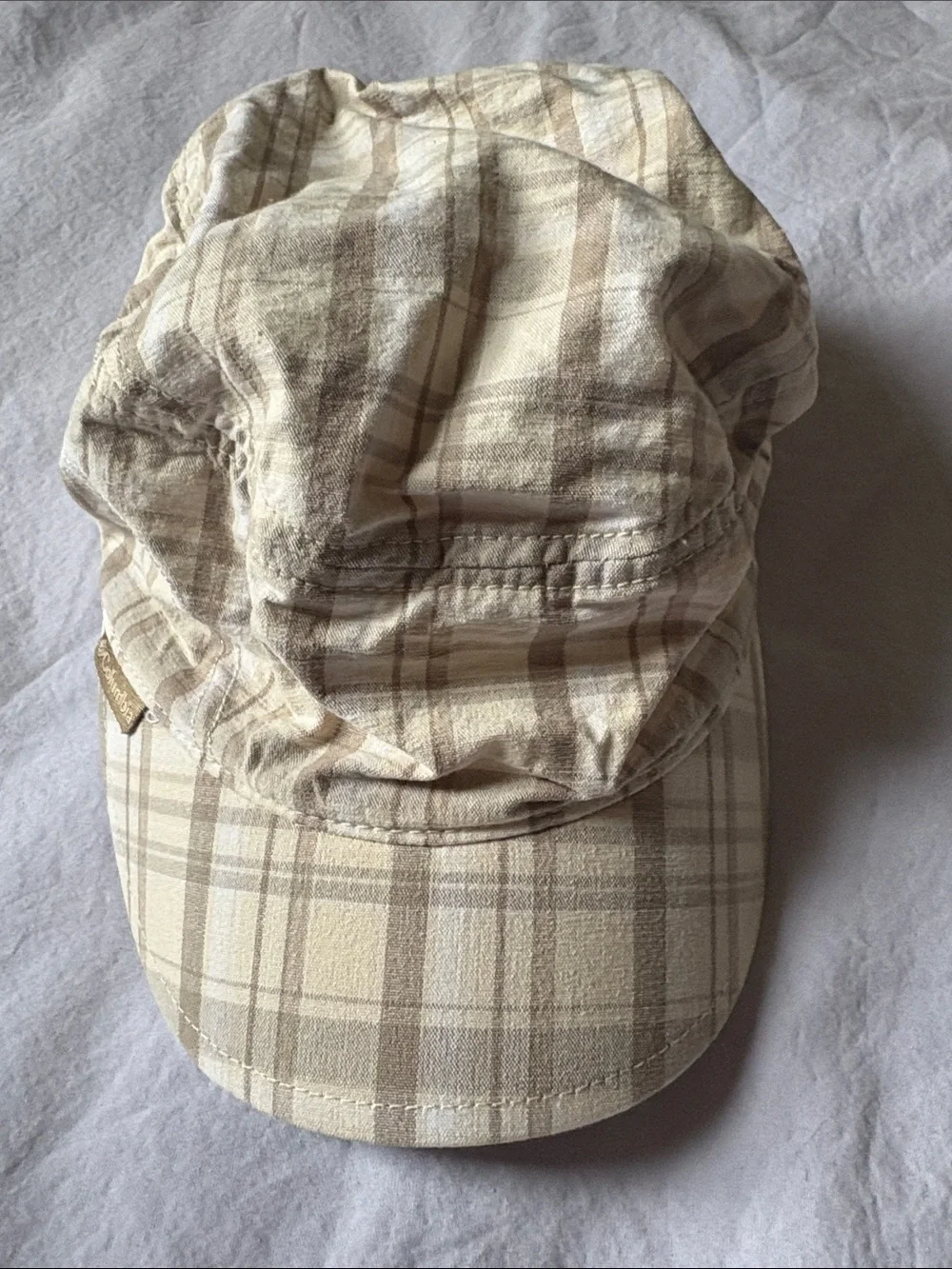Columbia Neutral Plaid Bucket Hat in Beige and Tan